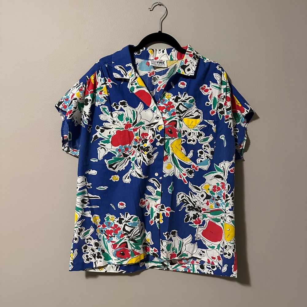 Vintage Floral Short Sleeve Button Down